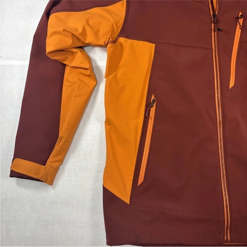 Eddie Bauer Men's Sz M First Ascent Soft Shell Jacket Orange Light Rain Wind